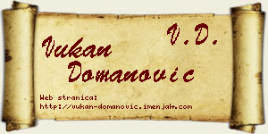 Vukan Domanović vizit kartica